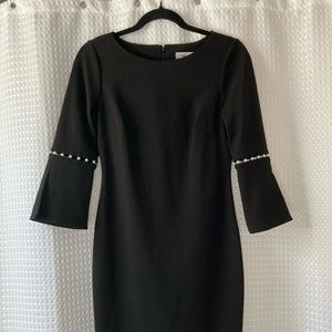 Calvin Klein Black Cocktail dress, 3/4 sleeves with pearls